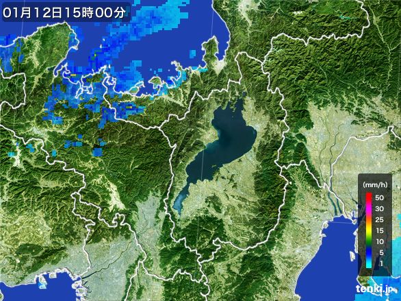 滋賀県の雨雲レーダー(2016年01月12日)
