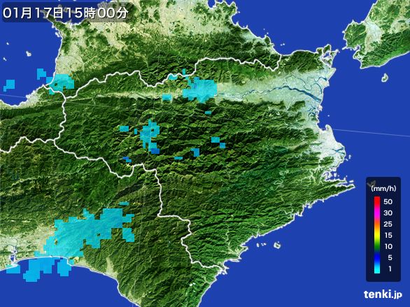 徳島県の雨雲レーダー(2016年01月17日)