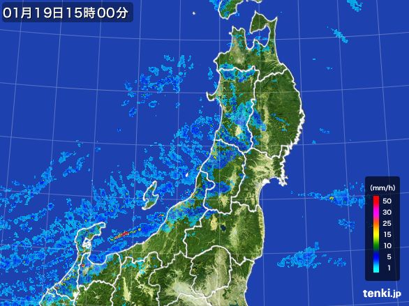 東北地方の雨雲レーダー(2016年01月19日)