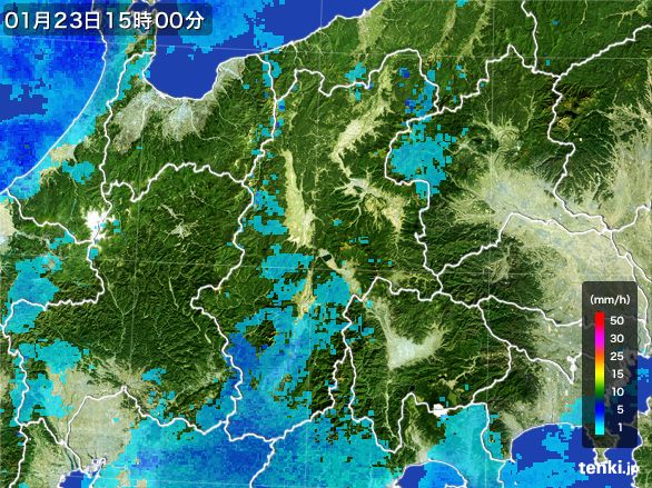 長野県の雨雲レーダー(2016年01月23日)
