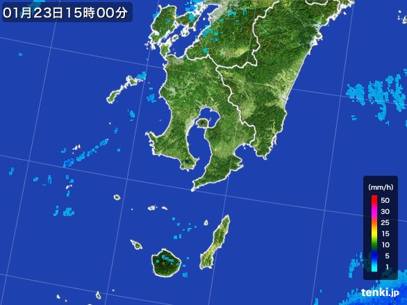 鹿児島県の雨雲レーダー(2016年01月23日)