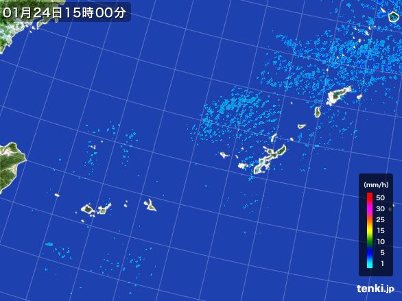 沖縄地方の雨雲レーダー(2016年01月24日)