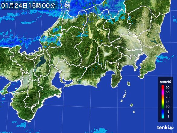 東海地方の雨雲レーダー(2016年01月24日)