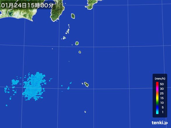 伊豆諸島(東京都)の雨雲レーダー(2016年01月24日)