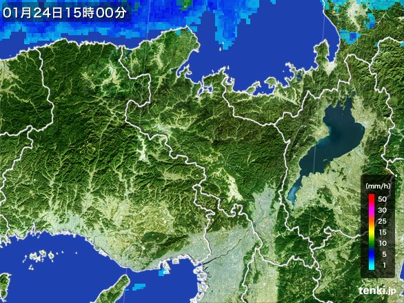 京都府の雨雲レーダー(2016年01月24日)
