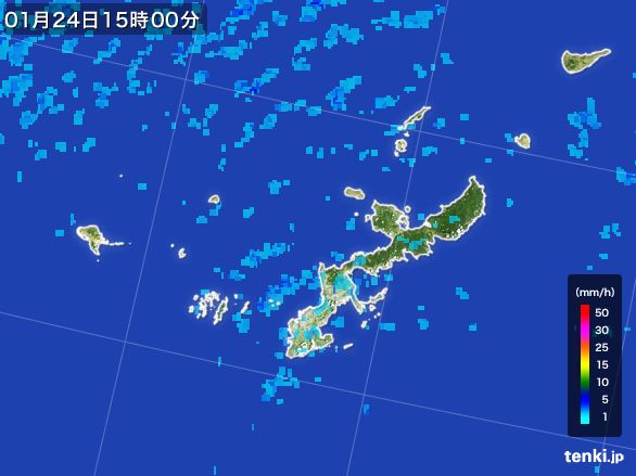 沖縄県の雨雲レーダー(2016年01月24日)