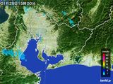 2016年01月25日の愛知県の雨雲レーダー