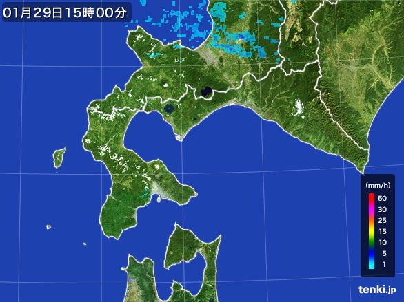道南の雨雲レーダー(2016年01月29日)