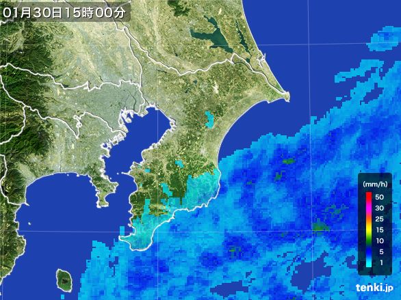 千葉県の雨雲レーダー(2016年01月30日)