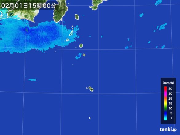 伊豆諸島(東京都)の雨雲レーダー(2016年02月01日)