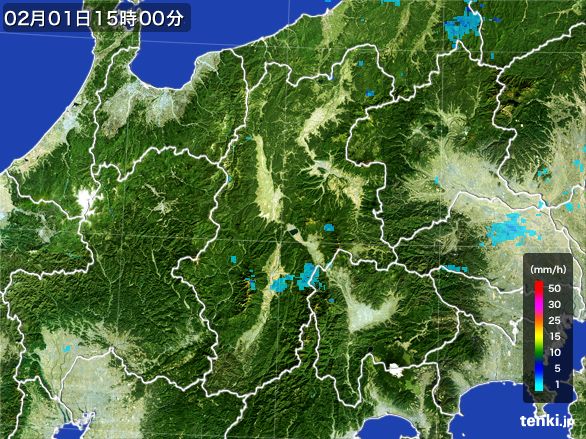 長野県の雨雲レーダー(2016年02月01日)
