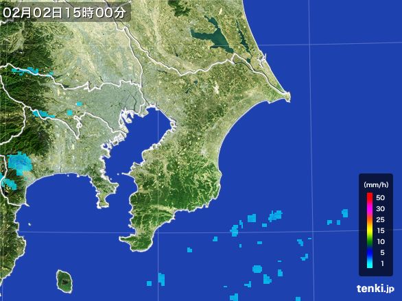 千葉県の雨雲レーダー(2016年02月02日)