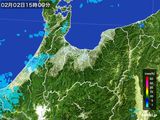 2016年02月02日の富山県の雨雲レーダー