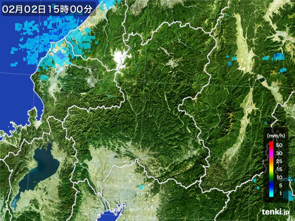 岐阜県の雨雲レーダー(2016年02月02日)
