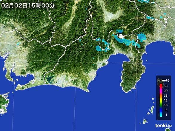 静岡県の雨雲レーダー(2016年02月02日)