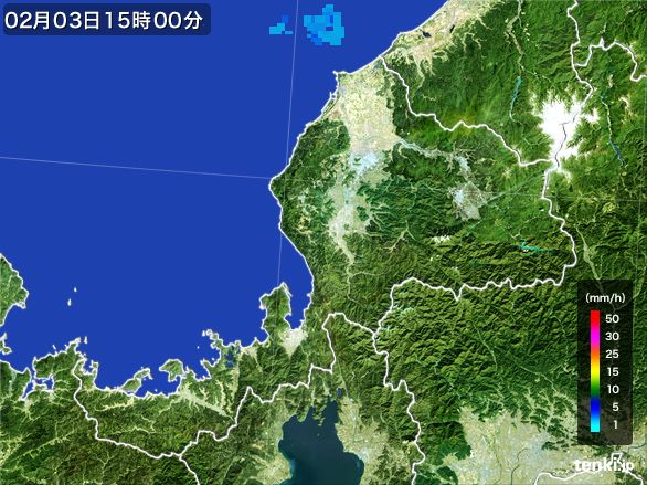 福井県の雨雲レーダー(2016年02月03日)