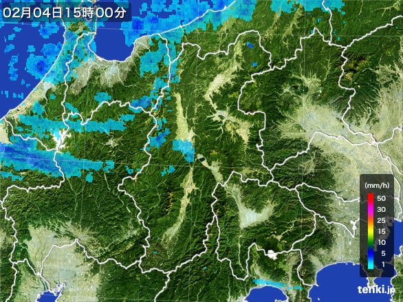 長野県の雨雲レーダー(2016年02月04日)