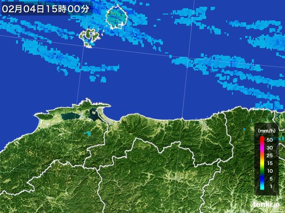 鳥取県の雨雲レーダー(2016年02月04日)