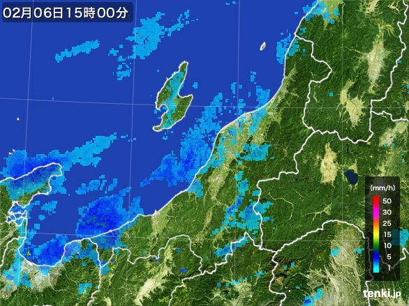 新潟県の雨雲レーダー(2016年02月06日)