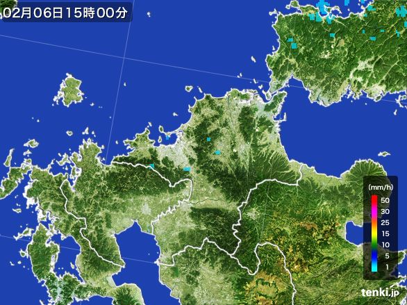 福岡県の雨雲レーダー(2016年02月06日)