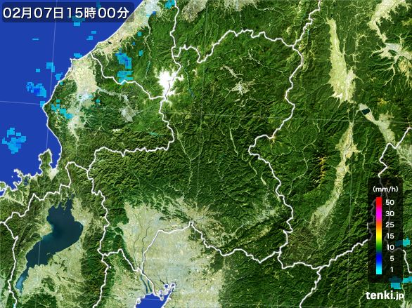 岐阜県の雨雲レーダー(2016年02月07日)