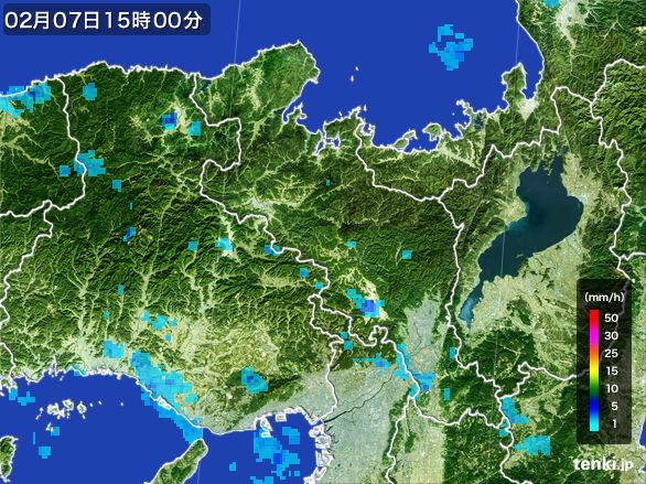 京都府の雨雲レーダー(2016年02月07日)
