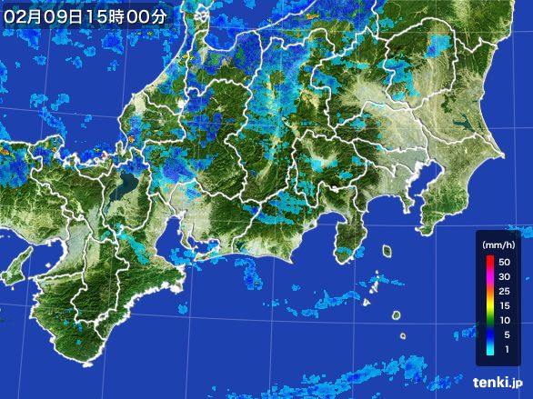 東海地方の雨雲レーダー(2016年02月09日)