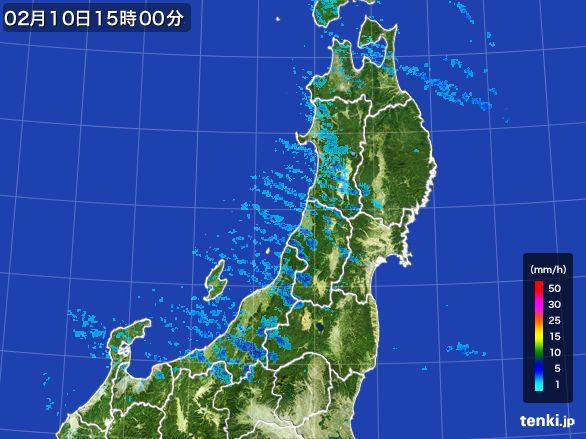 東北地方の雨雲レーダー(2016年02月10日)