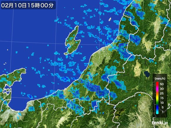 新潟県の雨雲レーダー(2016年02月10日)
