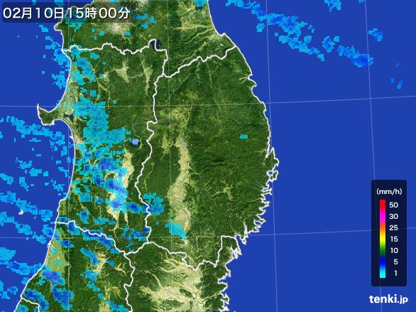 岩手県の雨雲レーダー(2016年02月10日)
