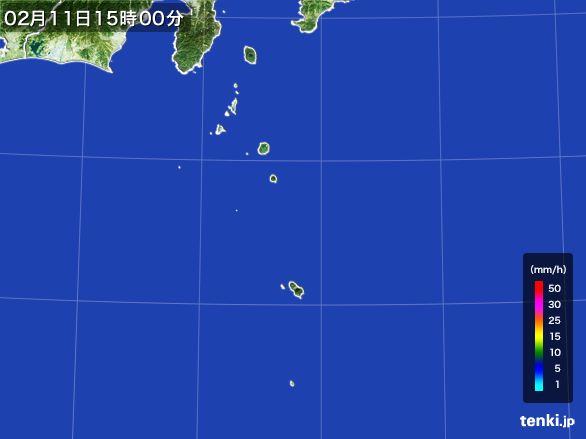 伊豆諸島(東京都)の雨雲レーダー(2016年02月11日)