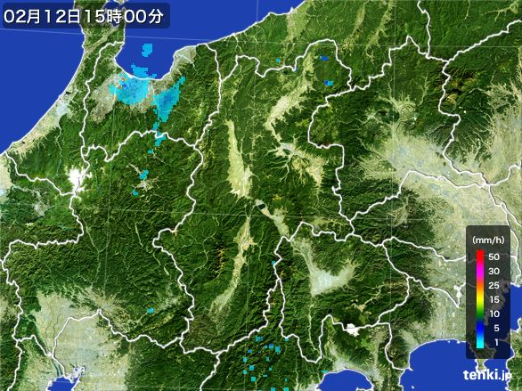 長野県の雨雲レーダー(2016年02月12日)
