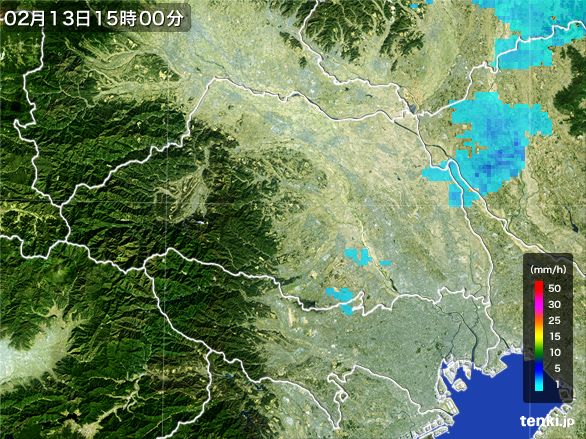 埼玉県の雨雲レーダー(2016年02月13日)