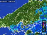 雨雲レーダー(2016年02月13日)