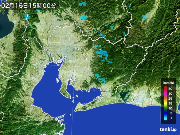 愛知県の雨雲レーダー(2016年02月16日)