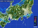 2016年02月17日の関東・甲信地方の雨雲レーダー