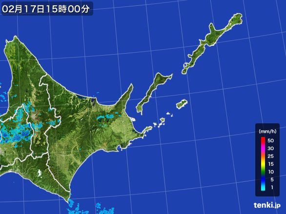 道東の雨雲レーダー(2016年02月17日)