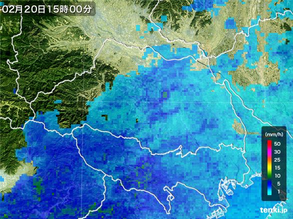 埼玉県の雨雲レーダー(2016年02月20日)