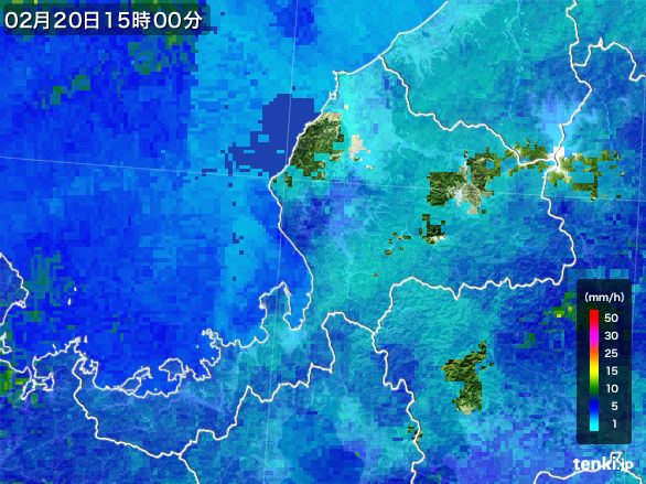 福井県の雨雲レーダー(2016年02月20日)