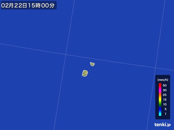 南大東島(沖縄県)の雨雲レーダー(2016年02月22日)