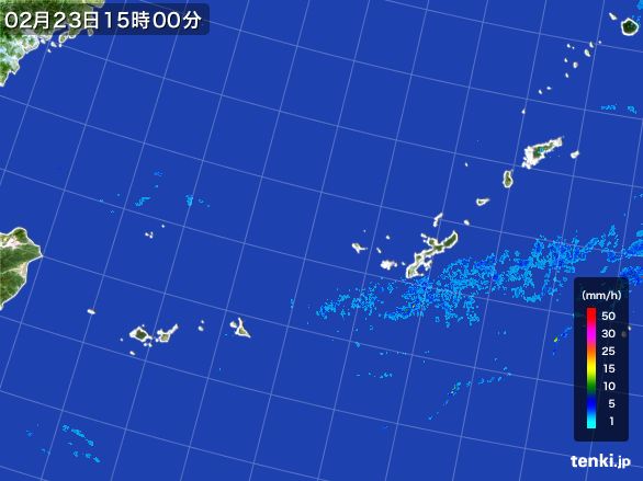 沖縄地方の雨雲レーダー(2016年02月23日)