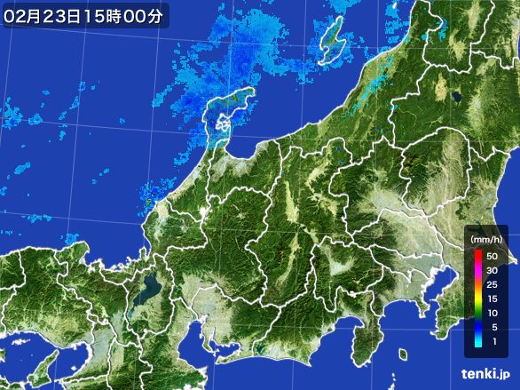 北陸地方の雨雲レーダー(2016年02月23日)