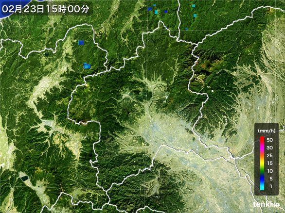 群馬県の雨雲レーダー(2016年02月23日)