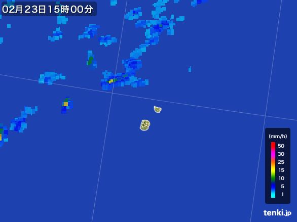 南大東島(沖縄県)の雨雲レーダー(2016年02月23日)