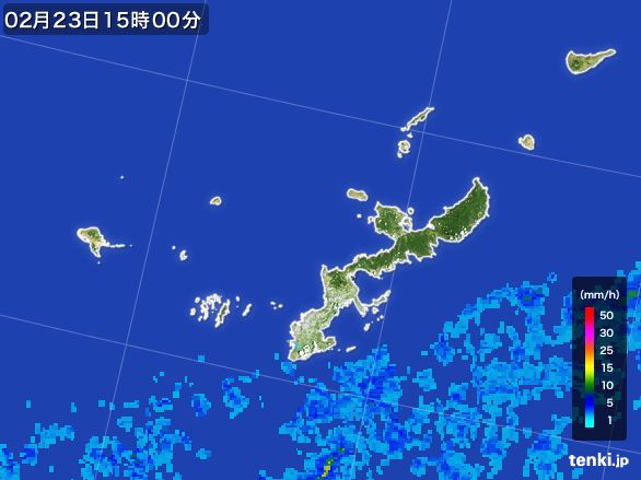 沖縄県の雨雲レーダー(2016年02月23日)