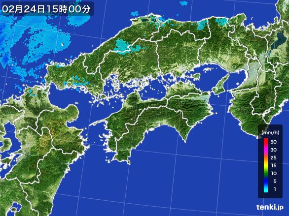 四国地方の雨雲レーダー(2016年02月24日)