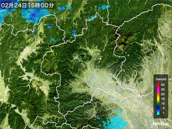 群馬県の雨雲レーダー(2016年02月24日)