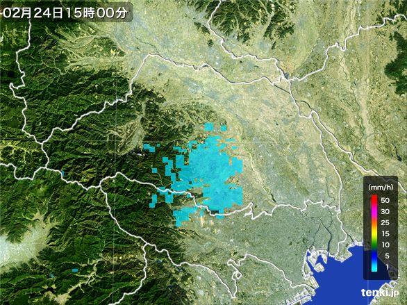 埼玉県の雨雲レーダー(2016年02月24日)