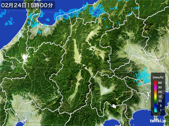 長野県の雨雲レーダー(2016年02月24日)