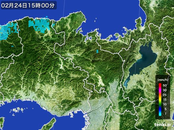京都府の雨雲レーダー(2016年02月24日)